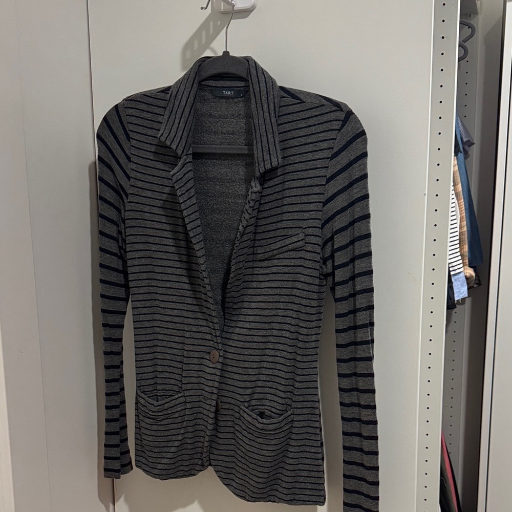 Theory Charcoal and Black Striped Blazer